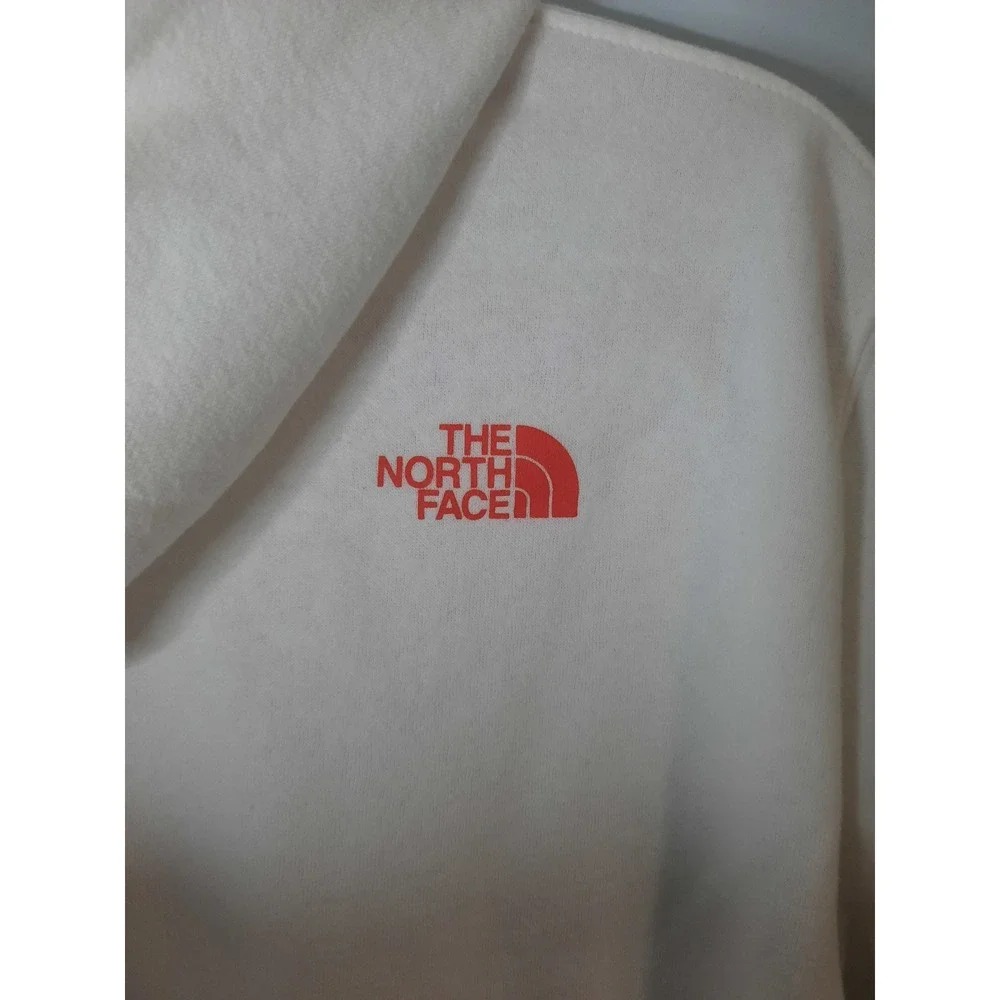 North Face Mens XL Circular Design Hoodie White Multi Color Box Logo Pullover - Picture 5 of 6